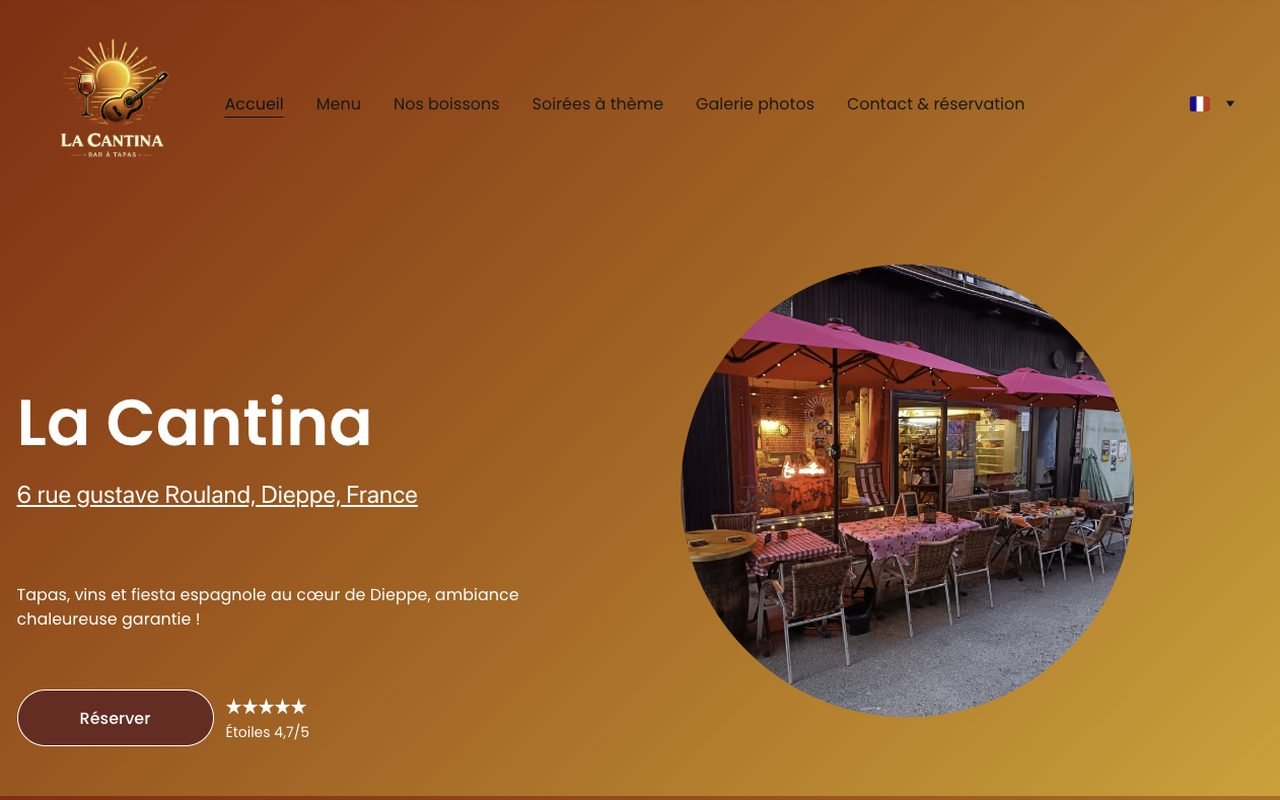 Aperçu du site de La Cantina, bar à tapas à Dieppe